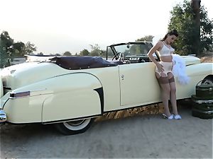 Lana Rhoades vintage car cooch play